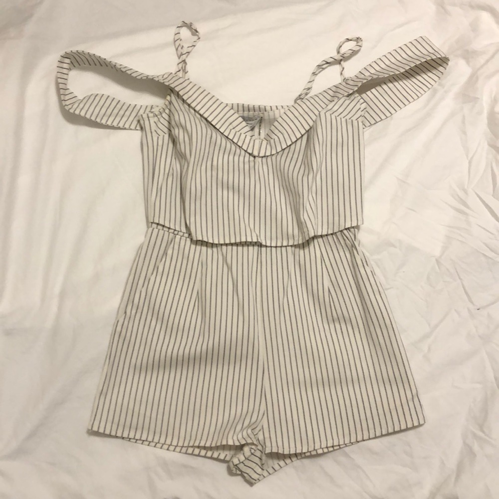 White and blue stripped Romper